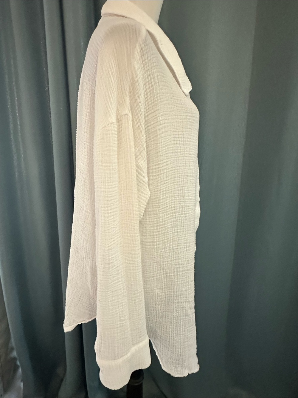 Shade & Shore Women’s L White Cotton Gauze Swim Cover Up Shirt Dress Button Down - Picture 3 of 7